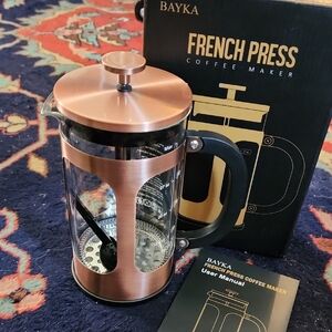 Bayka French Press.  Copper 34oz. New